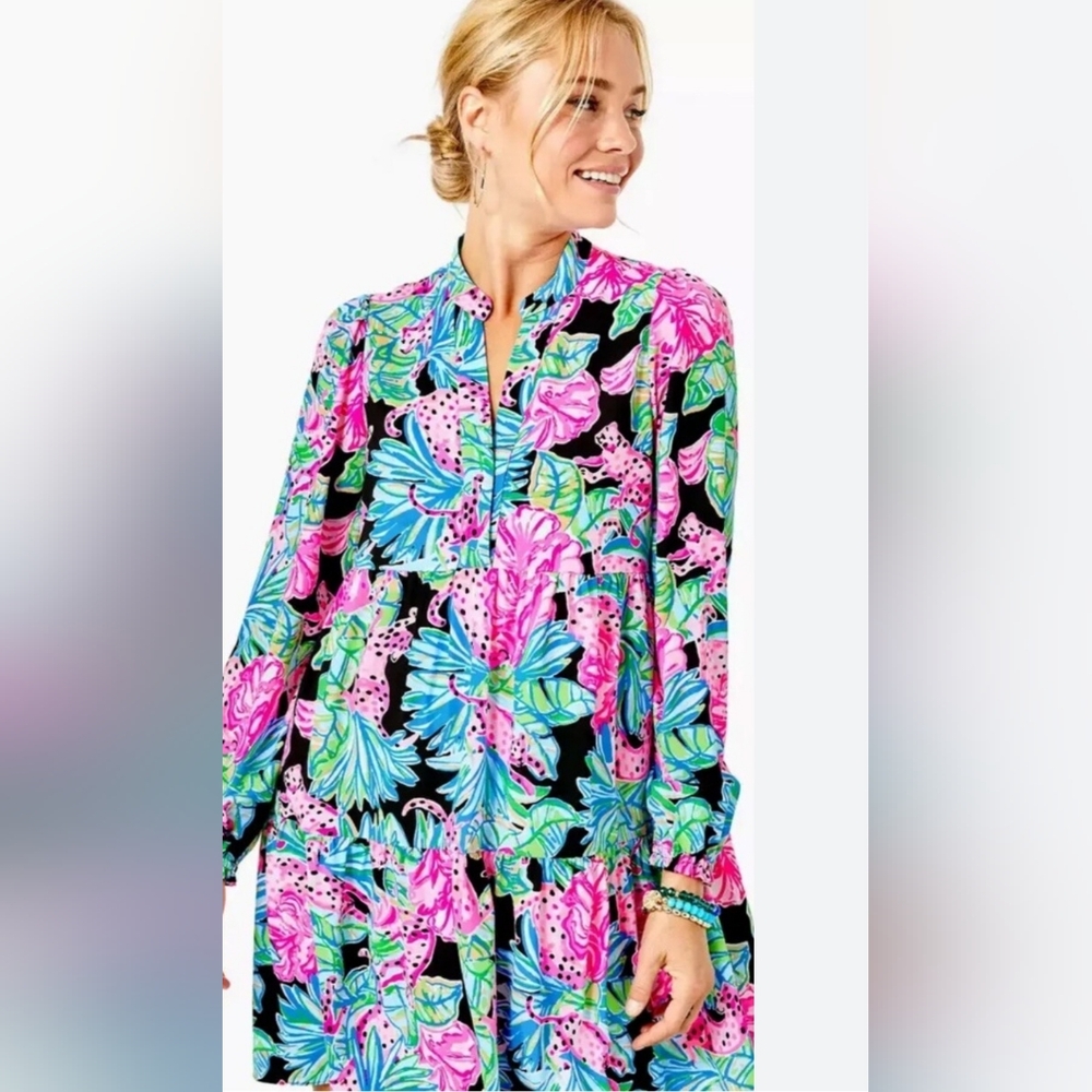 Lilly Pulitzer Winona Jaguar Jungle Print Long Sleeve Size Small